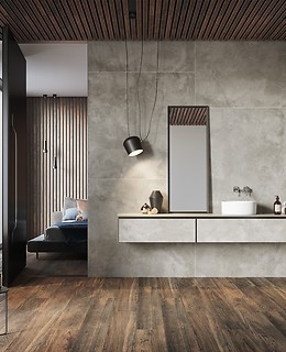 Бетон і дерево: для якої ванної кімнати підійде таке поєднання плитки?