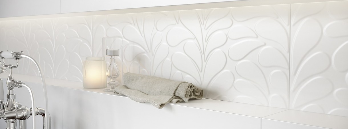 White structured tiles from Opoczno